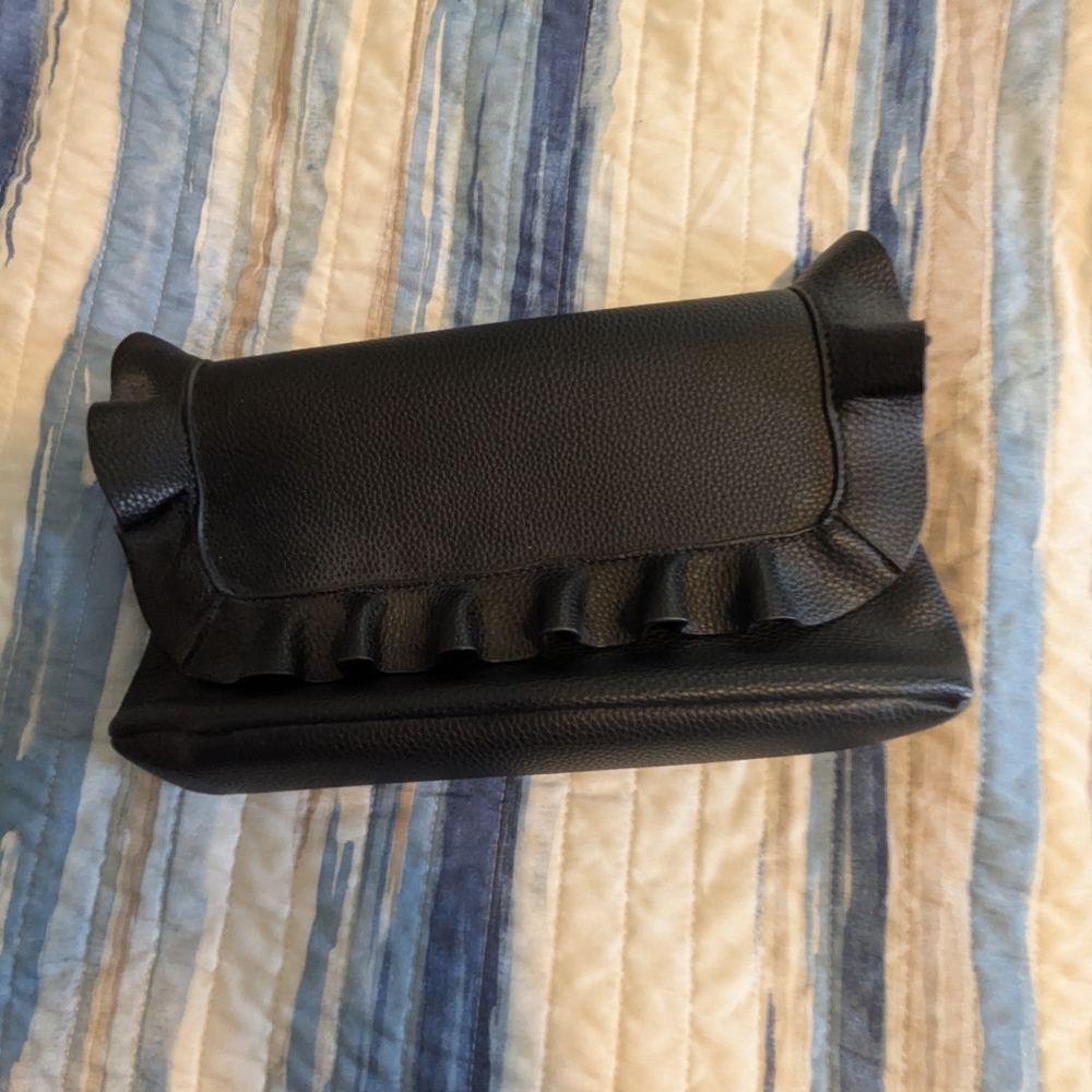 Elegant Black Ruffle Clutch